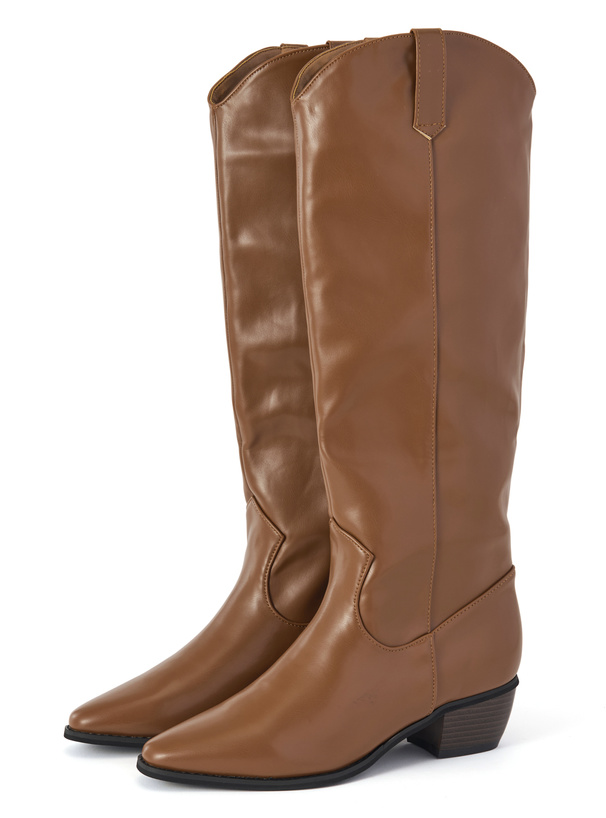 ウッドヒールレザーロングブーツ[zr1398] | レディース