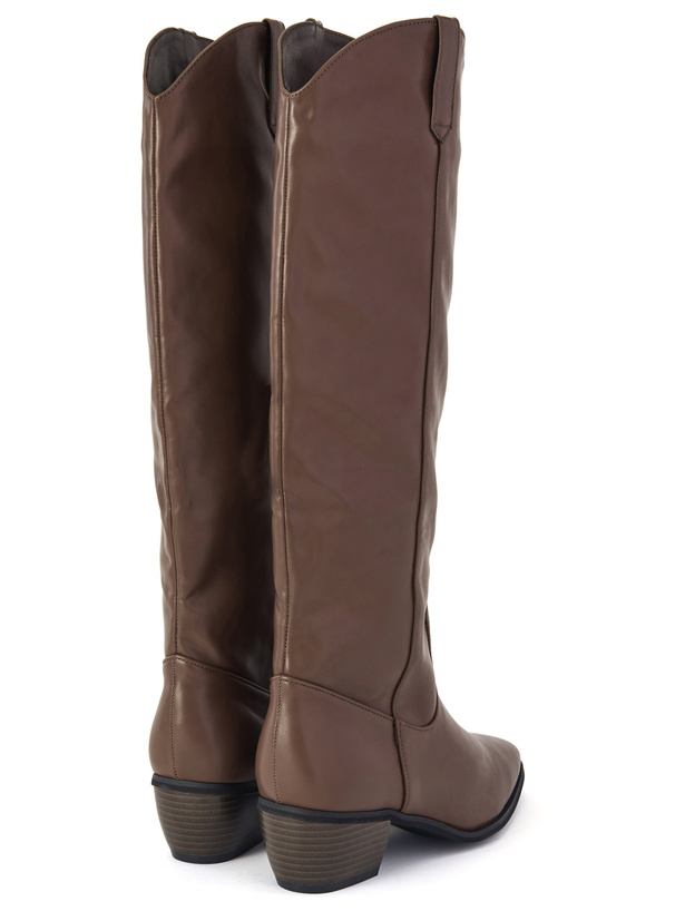 ウッドヒールレザーロングブーツ