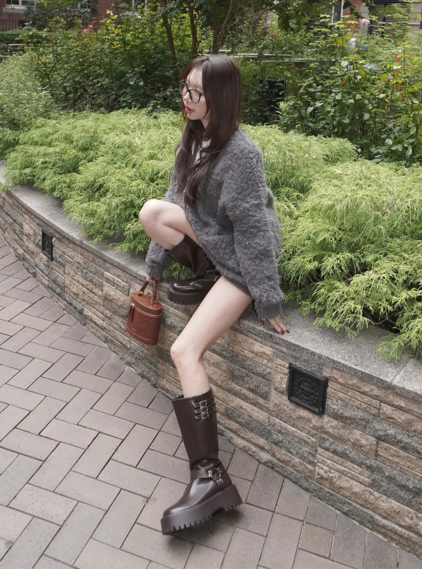 厚底エンジニアロングブーツ