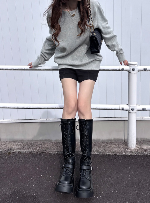 レースアップベルト厚底ロングブーツ[zr1406] | レディース