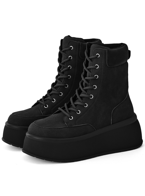 厚底レースアップショートブーツ