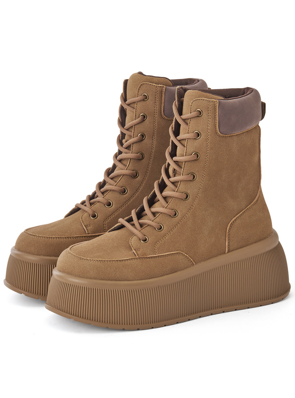 厚底レースアップショートブーツ