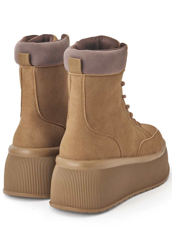 厚底レースアップショートブーツ