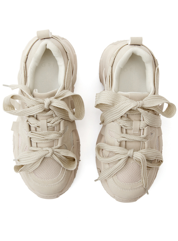 lawgy ディファレントマテリアルダブルリボンスニーカー lawgy スニーカー different material double ribbon sneaker