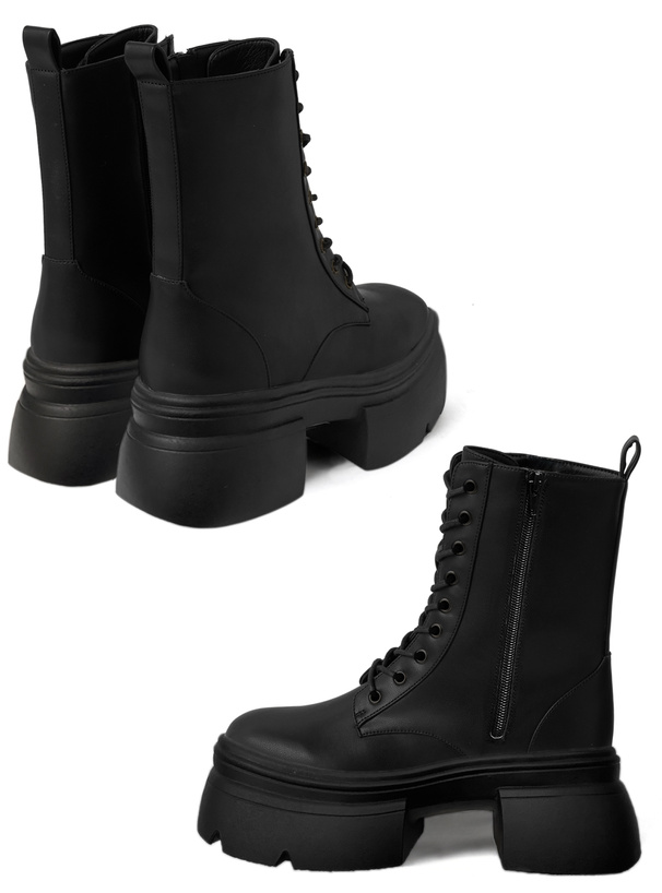 レースアップレザー厚底ミドルブーツ[zr1420] | レディース