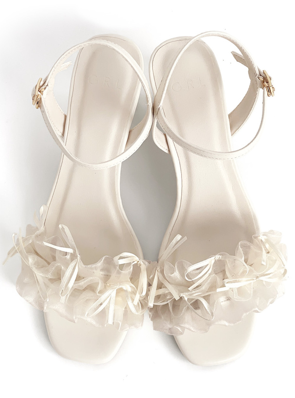 リボンオーガンジーフリルサンダル