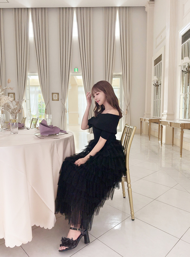 リボンオーガンジーフリルサンダル