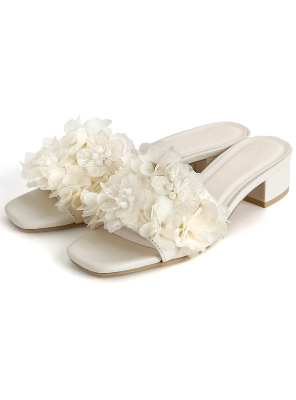 フラワーモチーフミュールサンダル