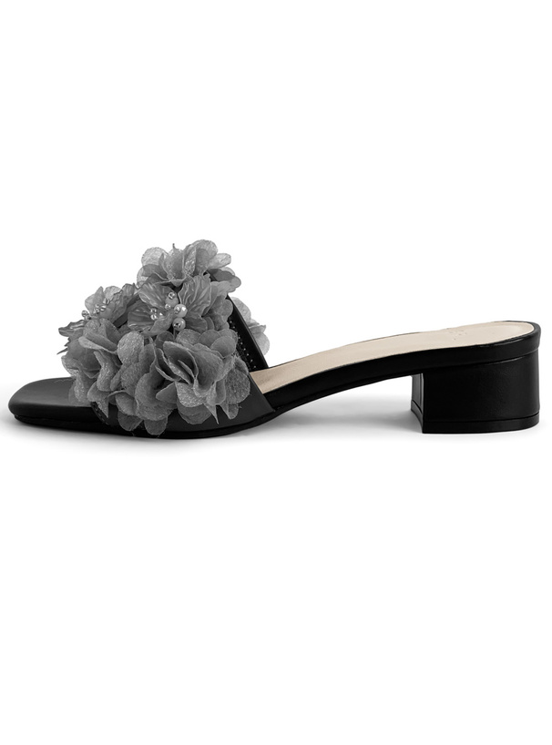 フラワーモチーフミュールサンダル