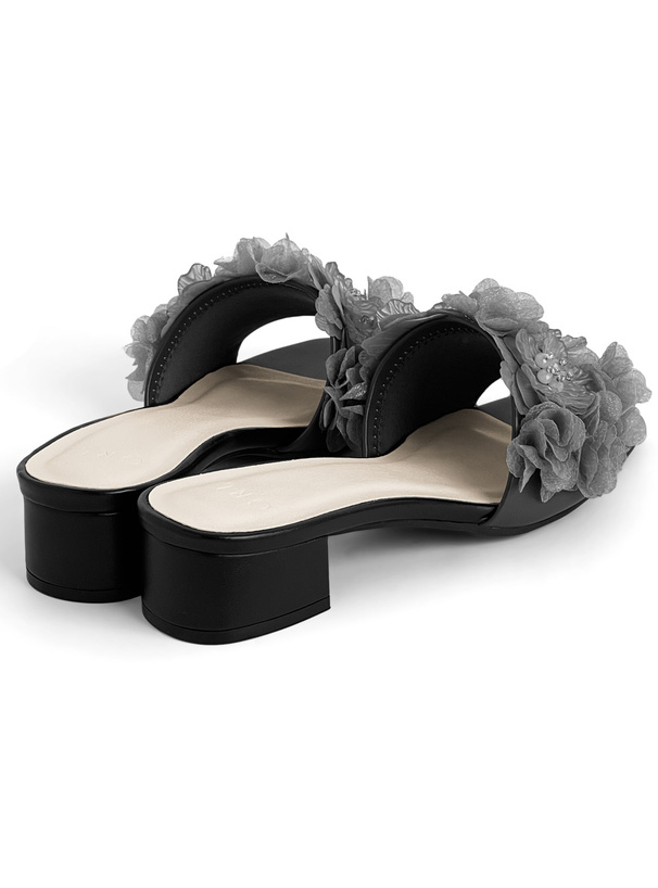 フラワーモチーフミュールサンダル