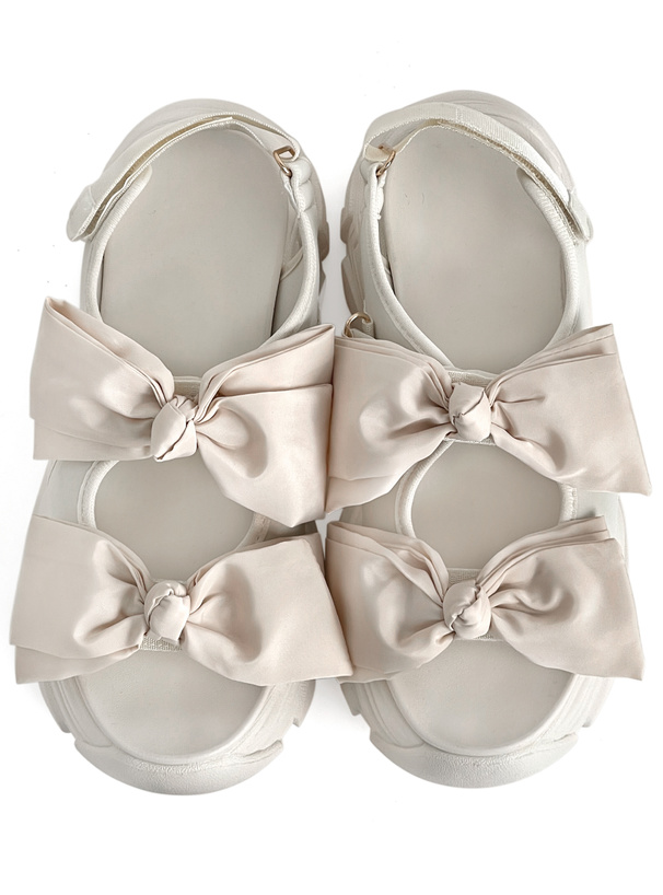 ダブルリボン厚底スポーツサンダル