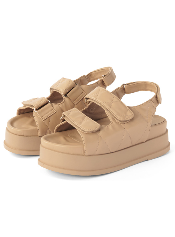 キルティングダブルベルトサンダル