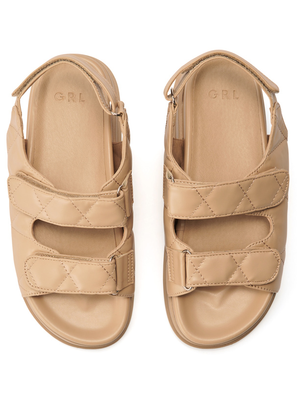 キルティングダブルベルトサンダル