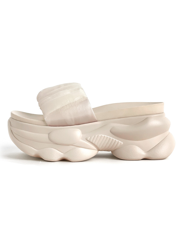 オーガンジーギャザー厚底サンダル