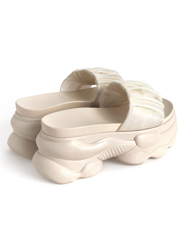 オーガンジーギャザー厚底サンダル