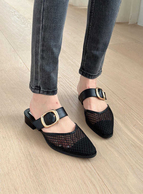 ベルトストラップメッシュミュール