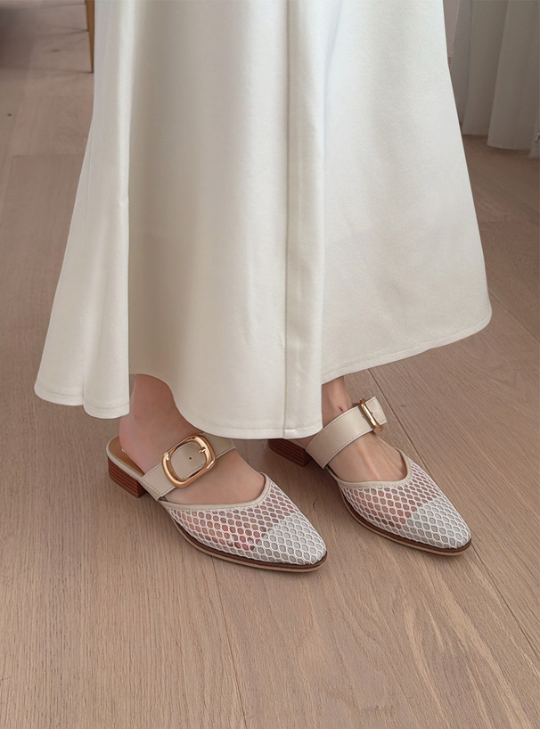 ベルトストラップメッシュミュール