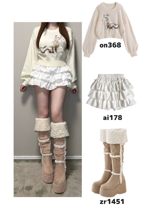 厚底ムートンニーハイブーツ[zr1451] | レディースファッション通販の