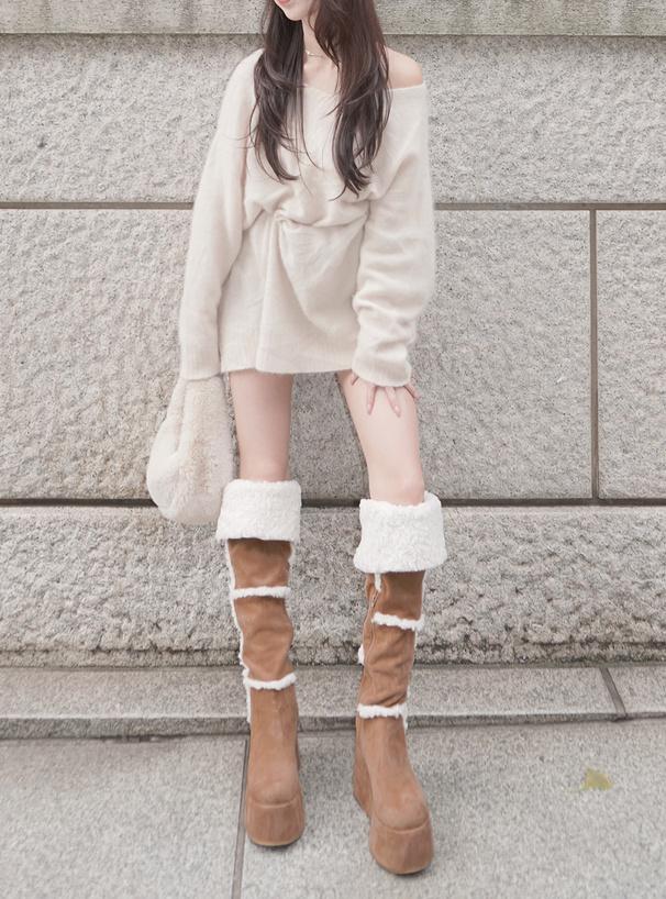 厚底ムートンニーハイブーツ[zr1451] | レディースファッション通販の