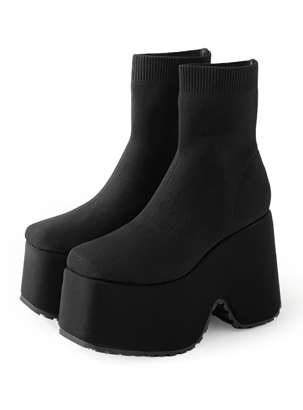 厚底ヒールソックスショートブーツ[zr1460]