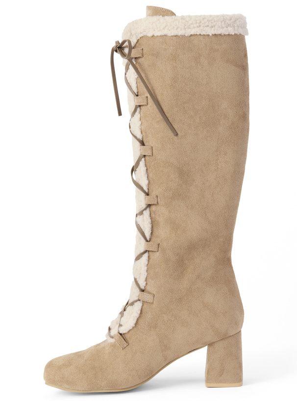 レースアップスエードボアロングブーツ