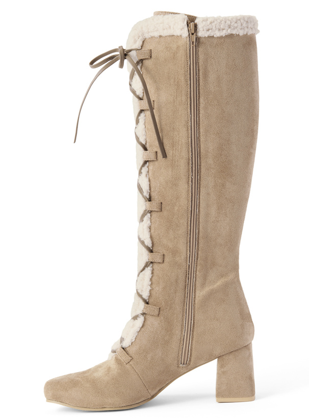 レースアップスエードボアロングブーツ