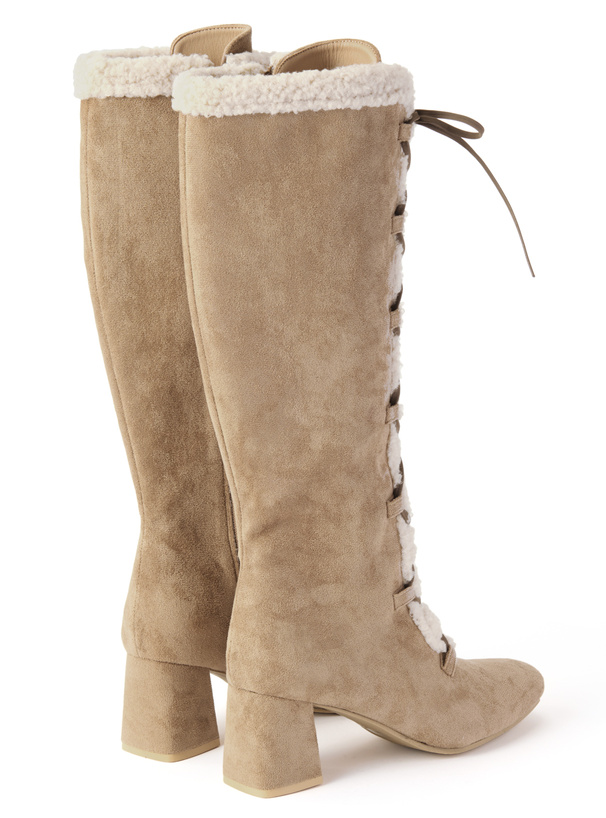 レースアップスエードボアロングブーツ