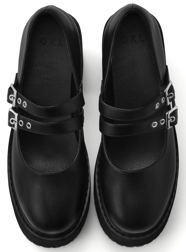 厚底ヒールダブルベルトシューズ