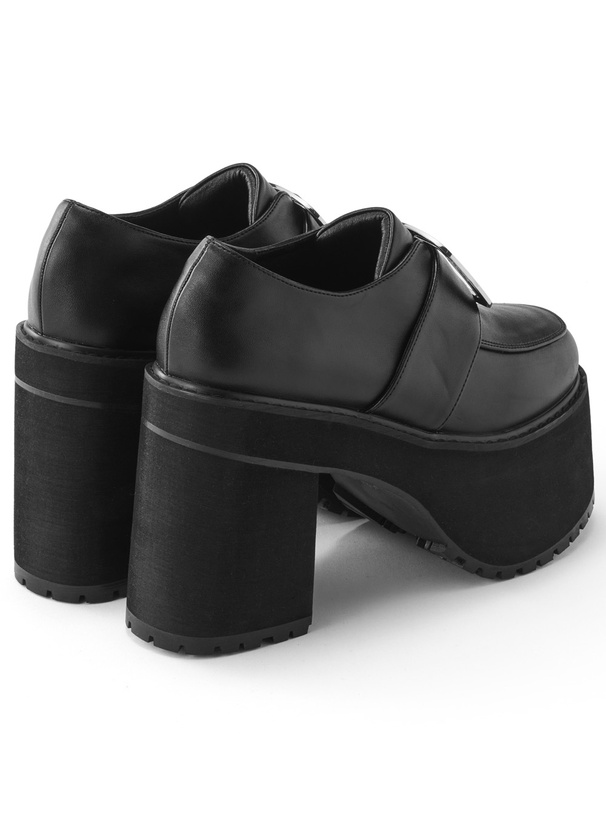 スクエアバックル厚底ヒールローファー