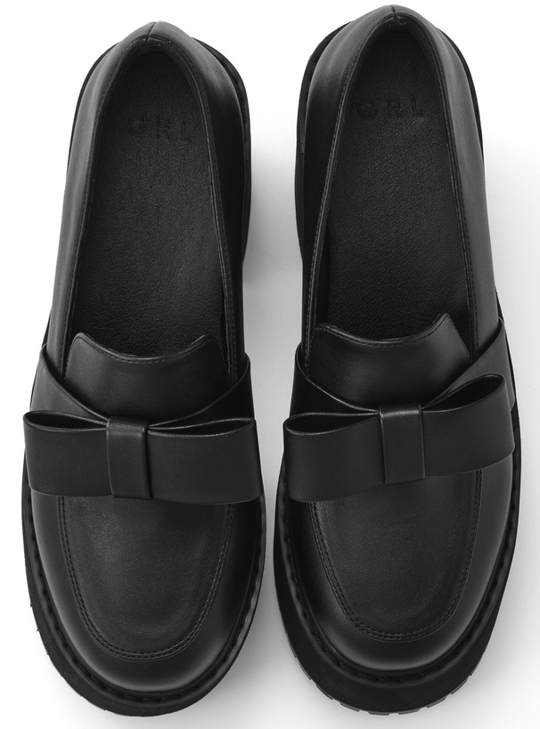 厚底ヒールリボンローファー