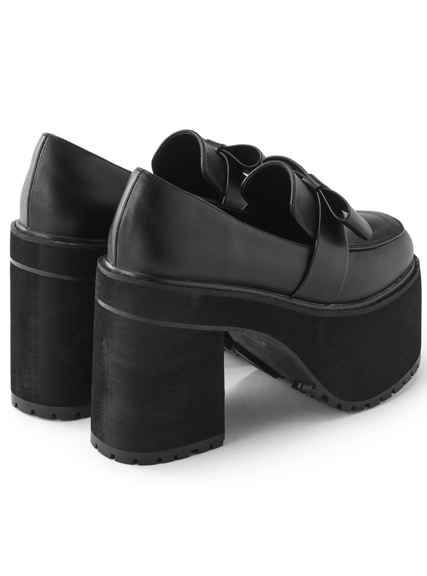 厚底ヒールリボンローファー