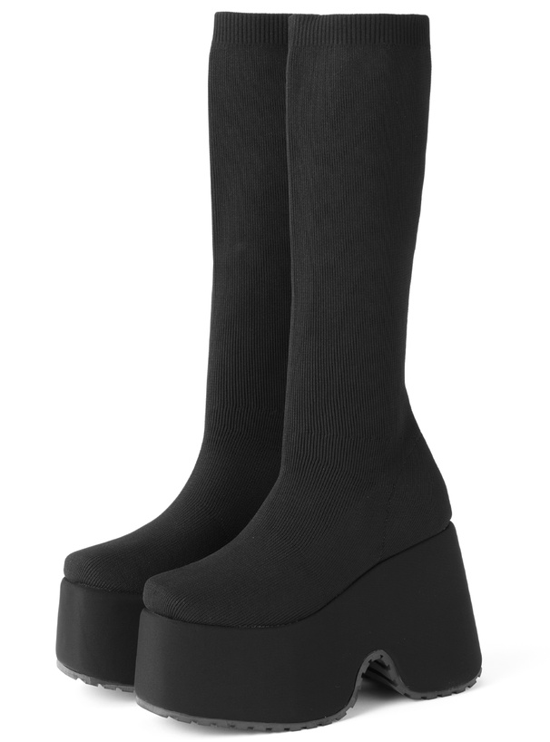 厚底ヒールソックスロングブーツ[zr1469]