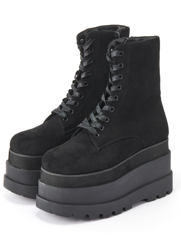 厚底レースアップスエードショートブーツ[zr1471]