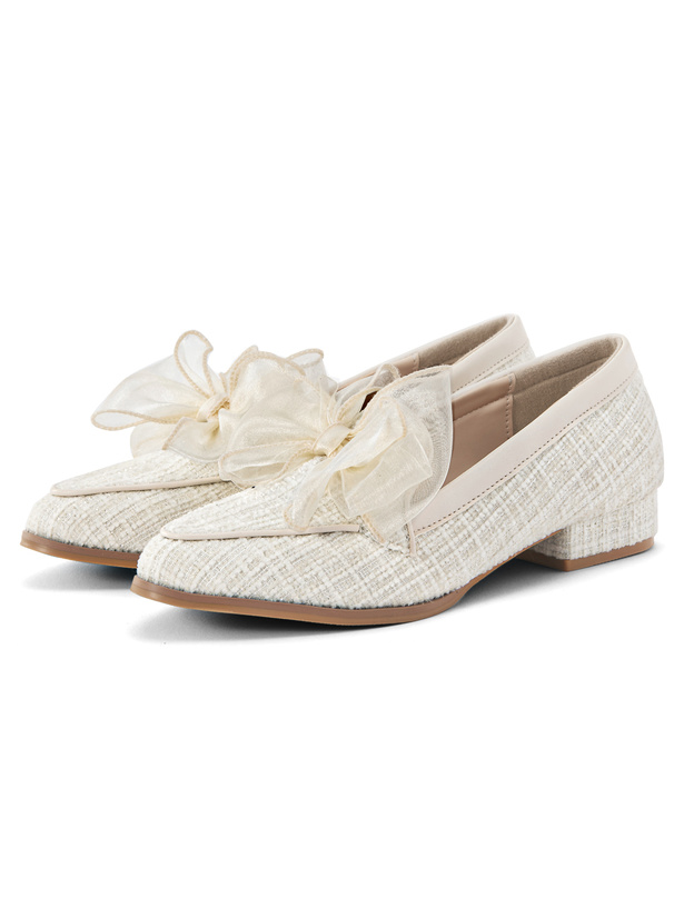 シアーリボンツイードローファー