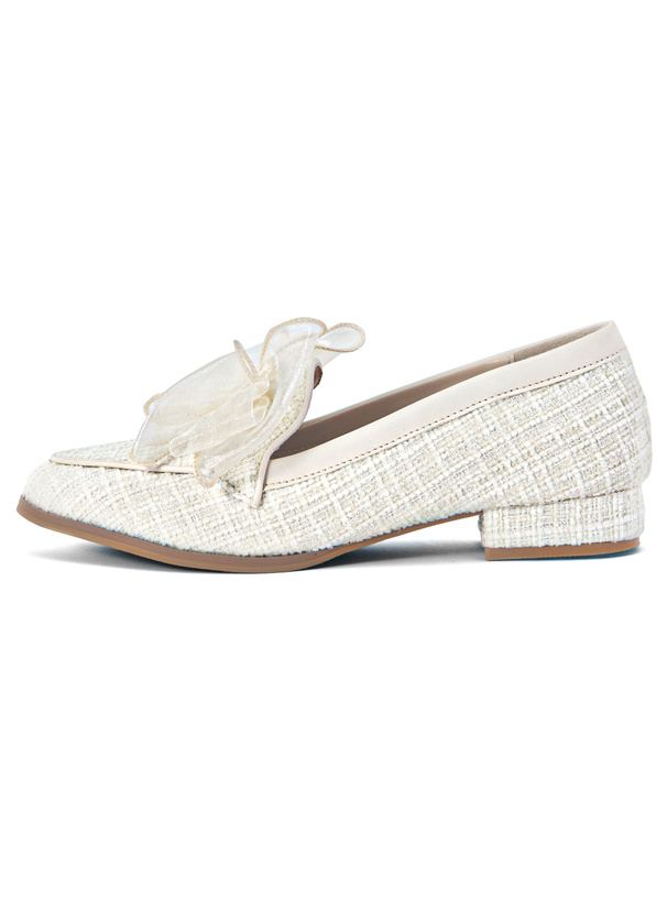 シアーリボンツイードローファー