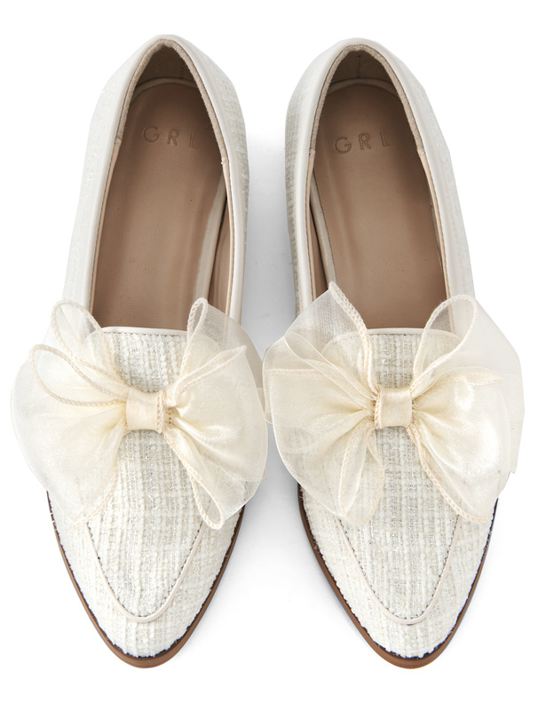 シアーリボンツイードローファー