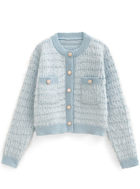 ツイードシャギーニットカーディガン