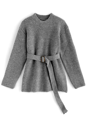 ベルト付きニットトップス