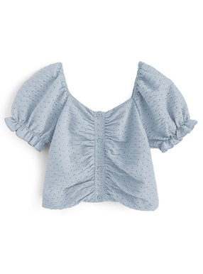 センターギャザーショート丈ブラウス