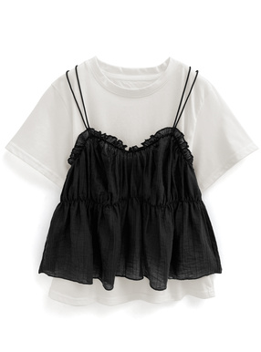 フリルキャミビスチェ×Tシャツアンサンブル