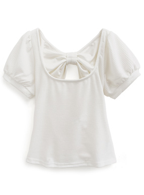 バックリボンパフスリーブトップス