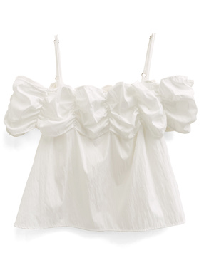 オフショルダーギャザートップス