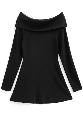 オフショルダーニットミニワンピース