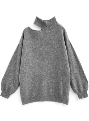 カットショルダーオーバーサイズニットトップス