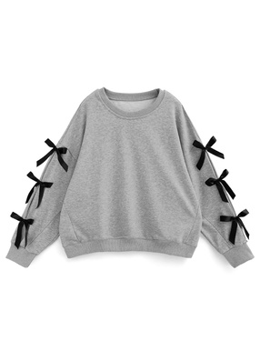 スリーブリボンスウェットトップス
