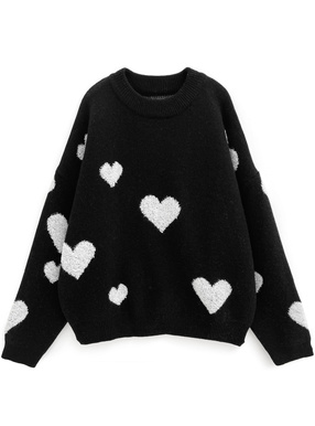 ハート柄オーバーニットトップス