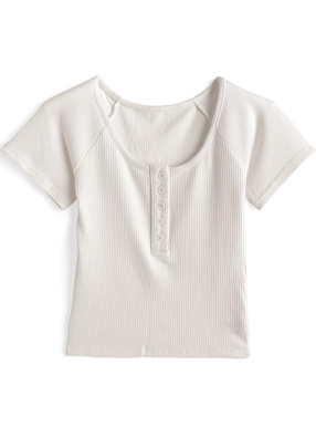 ヘンリーネックリブミニTシャツ
