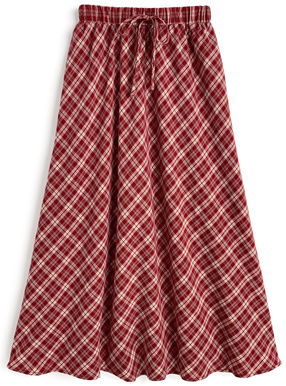 バイアスチェック柄フレアロングスカート