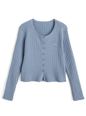 ケーブル編みニットカーディガン