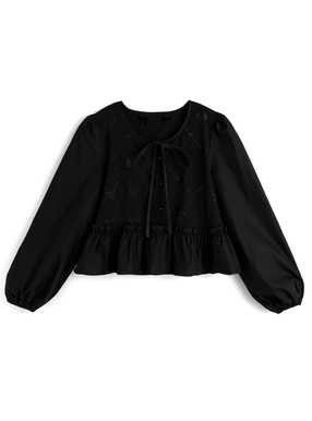 フリルリボンデザインブラウス